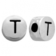 Abalorios letras metálicos T plata vieja