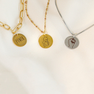 Joyas femeninas con colgantes de acero inoxidable y abalorios metálicos DQ