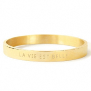Pulseras Acero Inox 'LA VIE EST BELLE' Dorado
