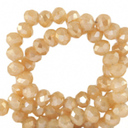 Abalorios faceteados 4x3 mm disco Beige melocotón-pearl shine coating
