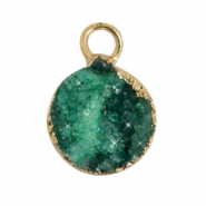 Colgantes de piedras naturales 10mm Verde edén-dorado