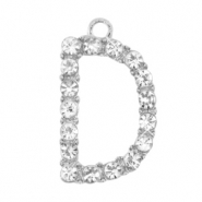 Colgantes met&aacute;licos Basic Quality strass letra D Plata vieja