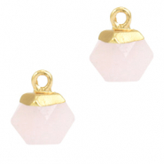 Colgantes de piedra natural hexágono Rosa frío-dorado