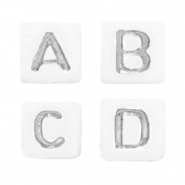 Abalorios letras acr&iacute;licas mix Blanco-plateado