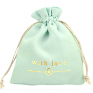 Bolso de joyería "with love" Verde menta-dorado