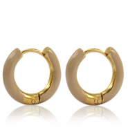 Pendientes Acero Inox criolla esmalte 16mm Nude marrón-dorado