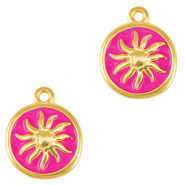 Colgantes metálicos DQ sol Dorado-rosa fucsia néon (sin níquel)