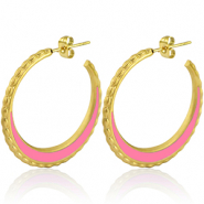 Pendientes Acero Inox criolla 30mm Dorado-rosa