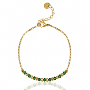 Pulseras Acero inox Azul esmeralda-dorado