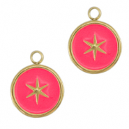 Colgantes Acero Inox estrella Dorado-rosa neón