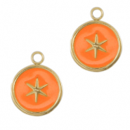 Colgantes Acero Inox estrella Dorado-naranja neón