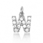 Metal TQ latón colgantes letra W Plateado