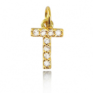 Metal TQ latón colgantes letra T Dorado