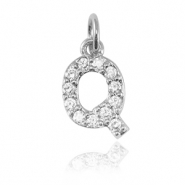 Metal TQ latón colgantes letra Q Plateado