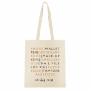 Bolsa de algodón "Bag status one big mess" Beige crudo