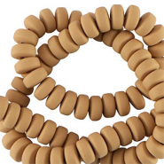 Abalorios de polímeros rondeles 7mm Marrón