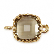 Entrepieza de cristal cuadrado Diamante negro-dorado