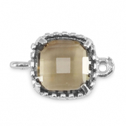 Entrepieza de cristal cuadrado Diamante negro-plateado