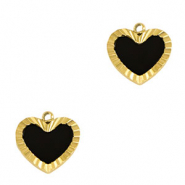Colgantes Acero Inox corazón Dorado-negro