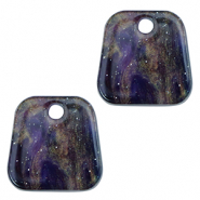 Colgantes de resina trapecio glitter Multicolor galaxy