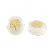Abalorios de cristal rondeles look de concha &aacute;rbol de la vida Blanco-dorado