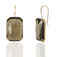 Pendientes de Cristal rectángulo Marrón-dorado