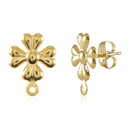 Fornituras Acero Inox pendientes flor con anilla Dorado