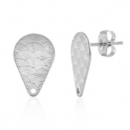 Fornituras Acero Inox pendientes gota con anilla Plateado