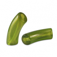 Abalorios acr&iacute;licos tubo brillante Verde oliva dorado