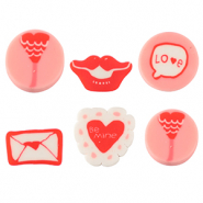 Abalorios de polímeros love Rosa-blanco rojo