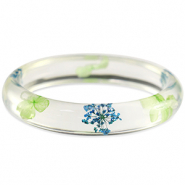 Pulseras Trendy con flores secas Verde azul