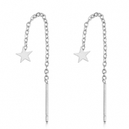 Pendientes Acero Inox estrella Plateado