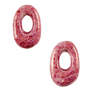 Abalorios de cerámica griega DQ óvalo mosaico Rosa malva