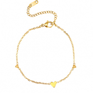 Pulseras Acero Inox corazones Dorado