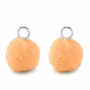 colgantes pomp&oacute;n con anilla 10mm Plateado-naranja salm&oacute;n