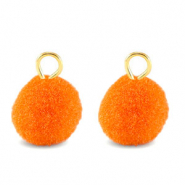 colgantes pomp&oacute;n con anilla 10mm Dorado-c&aacute;scara de naranja