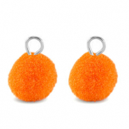 colgantes pomp&oacute;n con anilla 10mm Plateado-c&aacute;scara de naranja