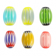 Abalorios Millefiori tubo Multicolor verde-amarillo