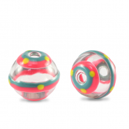Abalorios de cristal pintados a mano 14mm Transparente-verdoso gris rosa
