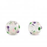 Abalorios de cristal pintados a mano 8mm Transparente-púrpura verde