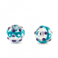 Abalorios de cristal pintados a mano 8mm Transparente-púrpura turquesa