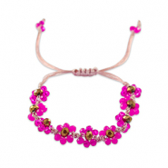 Pulsera con abalorios faceteados flor Fucsia-marrón topacio