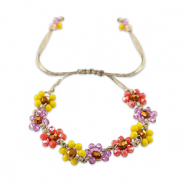 Pulsera con abalorios faceteados flor Multicolor-marrón topacio