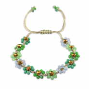 Pulsera tobillera con abalorios faceteados flor Verde multicolor-marrón topacio