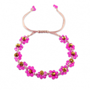Pulsera tobillera con abalorios faceteados flor Fucsia-marrón topacio