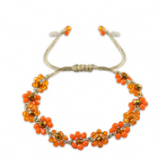 Pulsera tobillera con abalorios faceteados flor Naranja multicolor-marrón topacio