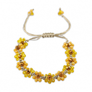 Pulsera tobillera con abalorios faceteados flor Amarillo multicolor-marrón topacio