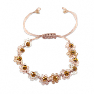 Pulsera tobillera con abalorios faceteados flor Rosa multicolor-transparente