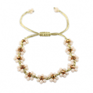 Pulsera tobillera con abalorios faceteados flor Rosa lotus-marrón topacio