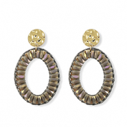 Pendientes faceteados óvalo Dorado-gris lavanda